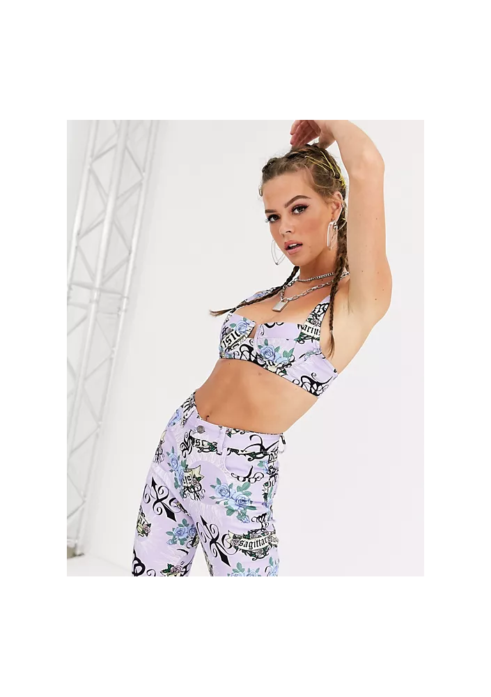 Jaded London – Krótka braletka z denimu z nadrukiem horoskopu