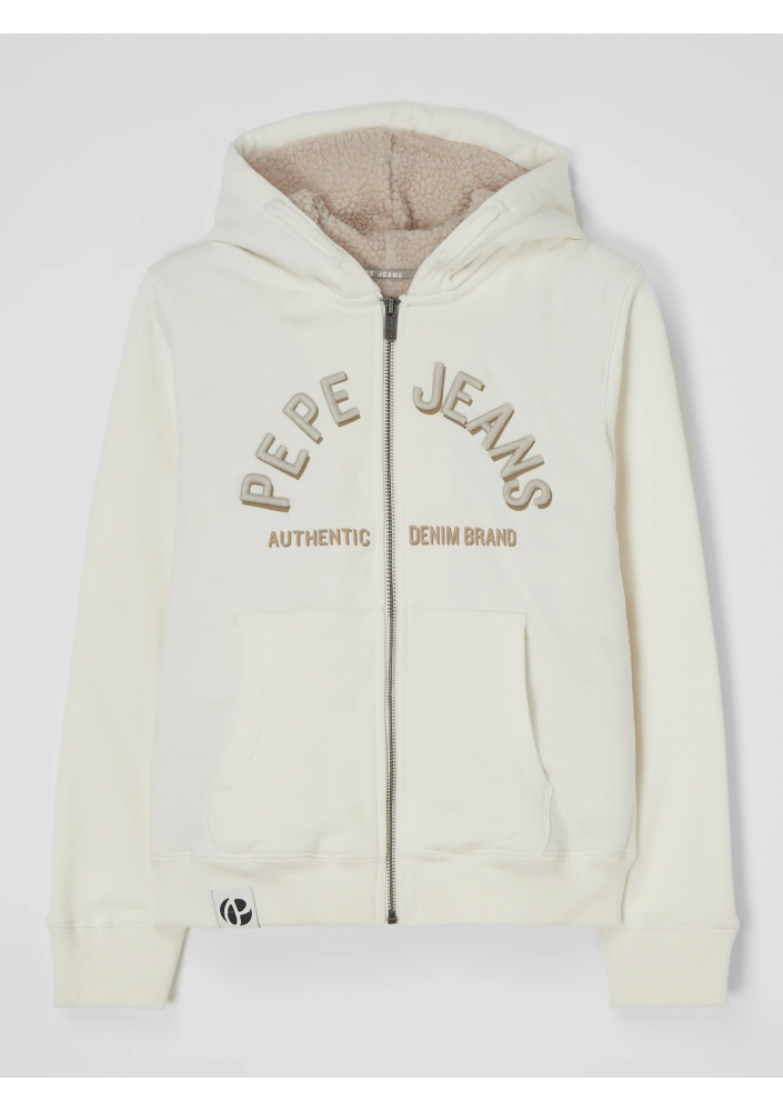 Pepe Jeans Bluza rozpinana z bawełny model ‘Okiro’ - brudny biały
