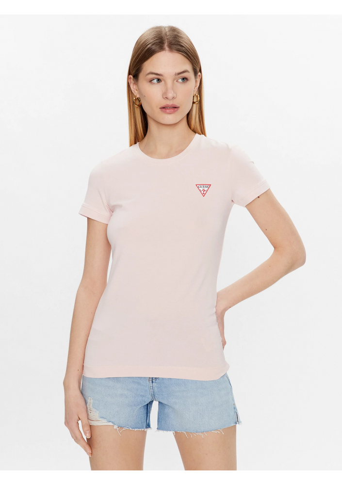 GUESS T-Shirt Mini Triangle W2YI44 J1311 Różowy Slim Fit