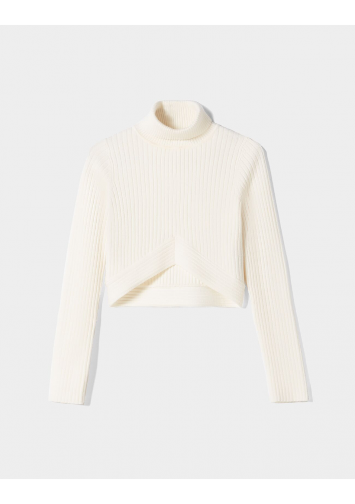 Bershka Prążkowany sweter z golfem