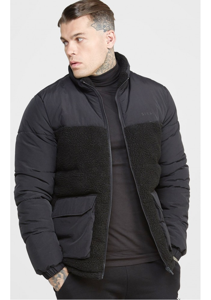 SikSilk Męska Czarna Kurtka Bubble