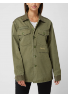 Replay Kurtka koszulowa o kroju oversized z napisem - khaki