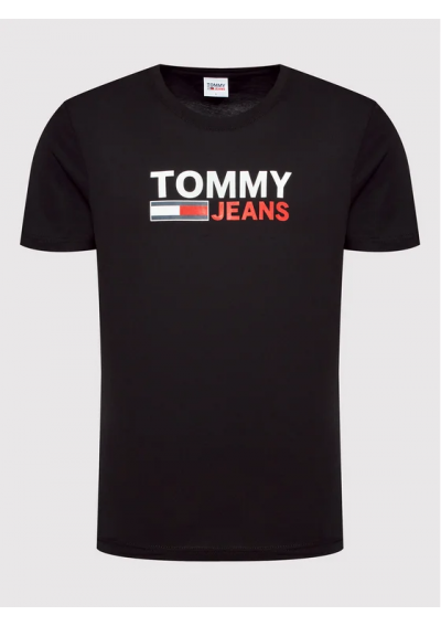 Tommy Jeans T-Shirt Corp Logo DM0DM15379 Czarny Regular Fit