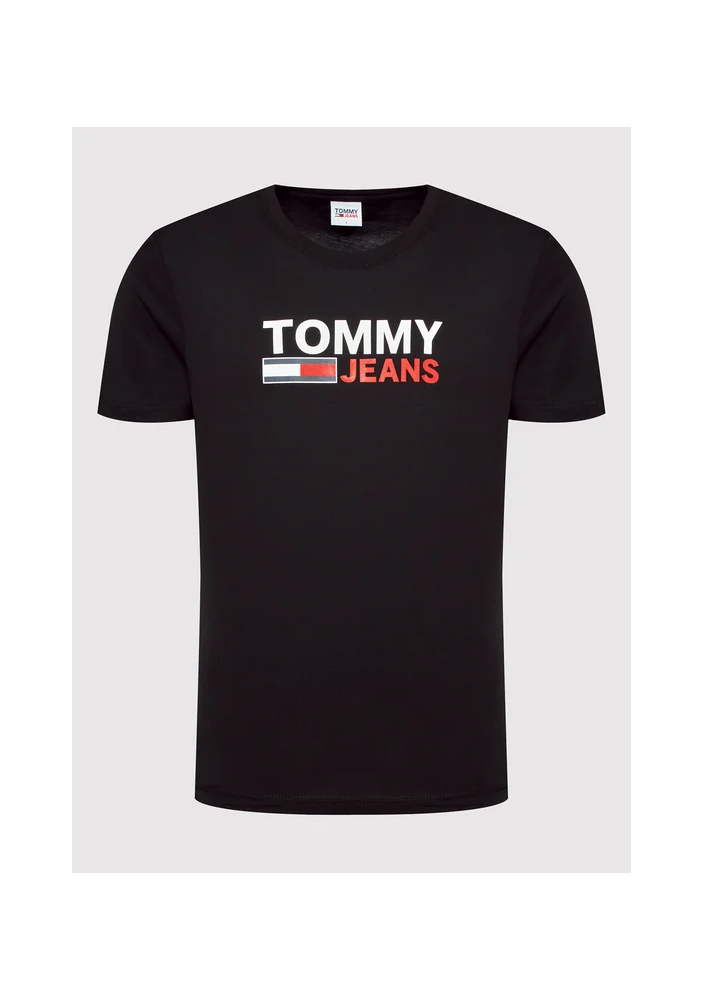 Tommy Jeans T-Shirt Corp Logo DM0DM15379 Czarny Regular Fit