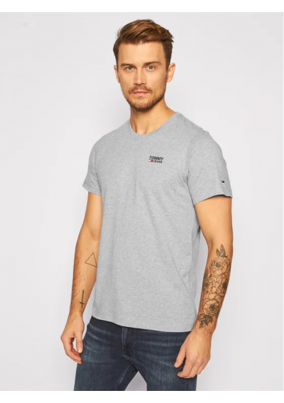 Tommy Jeans T-Shirt Corp Logo C Neck DM0DM09588 Szary Regular Fit