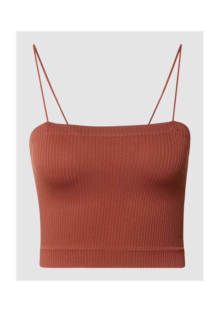 BDG Urban Outfitters Krótki top z cienkimi ramiączkami - koniakowy