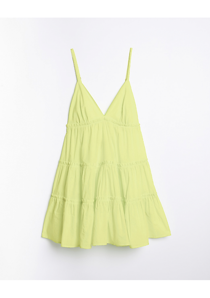 RIVER ISLAND Limonkowa, Warstwowa Sukienka Plażowa