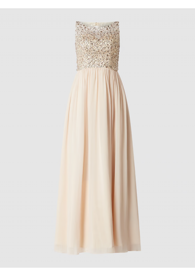 Mascara Sukienka wieczorowa obszyta ozdobnymi kamieniami - piaskowy