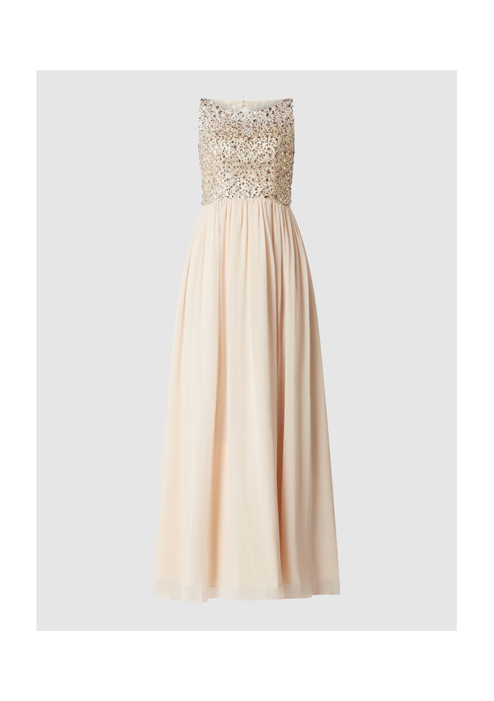 Mascara Sukienka wieczorowa obszyta ozdobnymi kamieniami - piaskowy