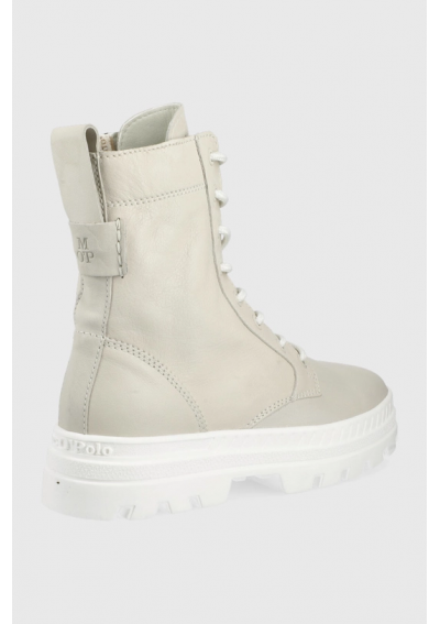 Marc O'Polo workery skórzane Jessy damskie kolor beżowy na płaskim obcasie