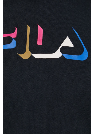 Fila bluza damska kolor czarny z kapturem z nadrukiem