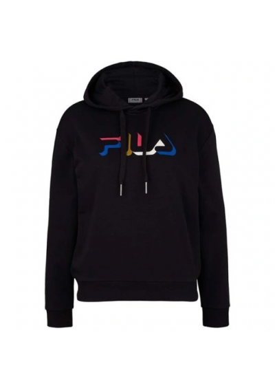 Fila bluza damska kolor czarny z kapturem z nadrukiem