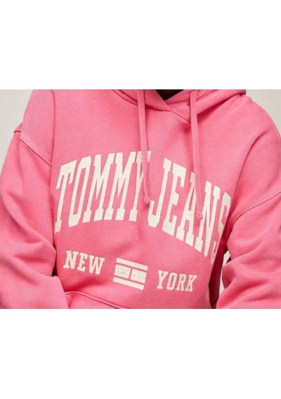 Tommy Jeans Bluza z kapturem z nadrukiem z logo różowa