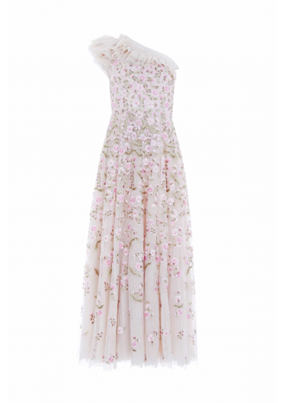 NEEDLE&amp;THREAD Suknia do kostek na jedno ramię Posy Pirouette