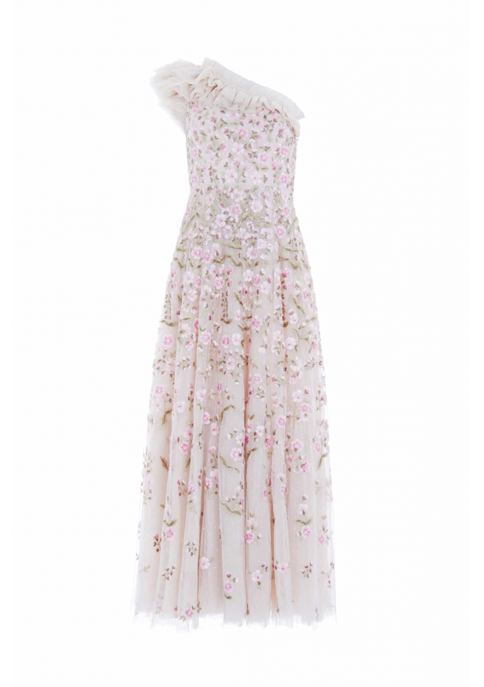 NEEDLE&THREAD Suknia do kostek na jedno ramię Posy Pirouette