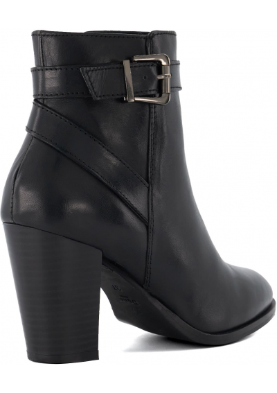 Dune London Philippa 2 - Black Skórzane botki na obcasie stożkowym