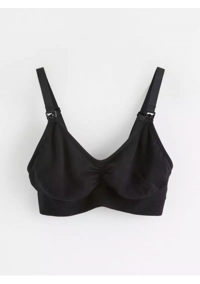 Lindex – Czarny prążkowany bezszwowy biustonosz do karmienia z modalu