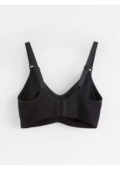 Lindex – Czarny prążkowany bezszwowy biustonosz do karmienia z modalu