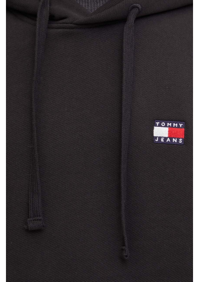 Tommy Jeans bluza bawełniana męska kolor czarny z kapturem gładka DM0DM17988