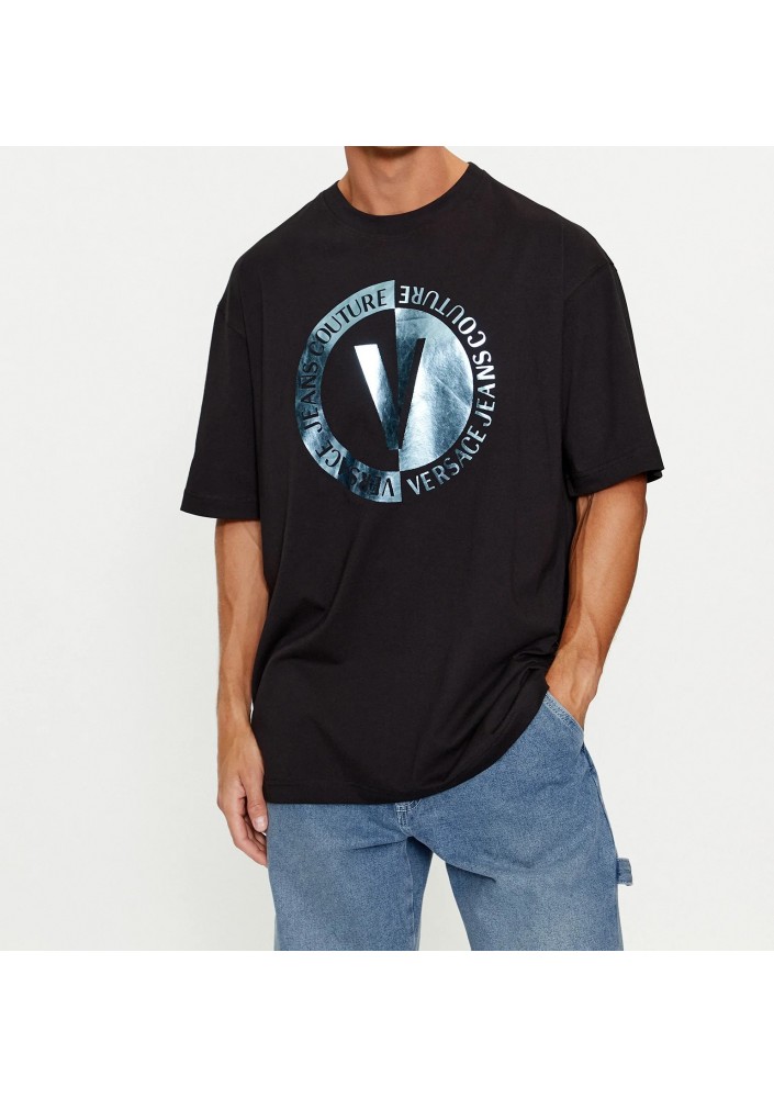 Versace Jeans Couture T-Shirt 75GAHF05 Czarny Oversize