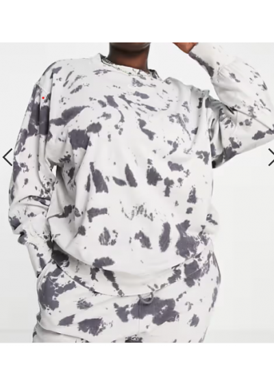 Nike Plus – Czarno-biała dżersejowa bluza z okrągłym dekoltem, efektem tie-dye i małym logo Swoosh