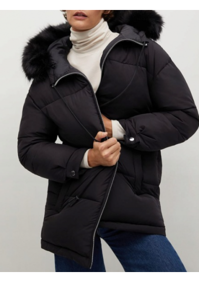 Mango Pikowany płaszcz / kurtka z kapturem