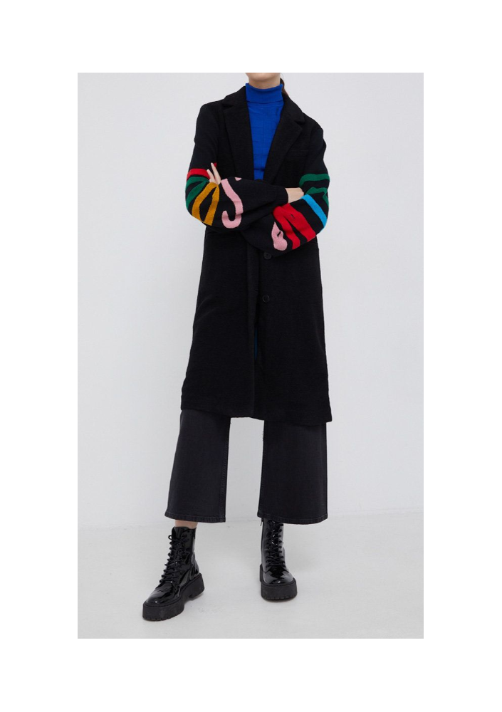 Desigual Płaszcz z domieszką wełny 21WWEWBO kolor czarny przejściowy