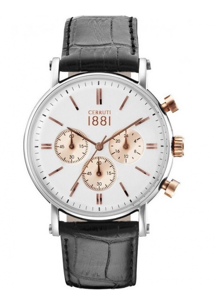 Cerruti 1881 CRA110SR01BK męski zegarek Tremezzo analogowy kwarcowy pasek skórzany