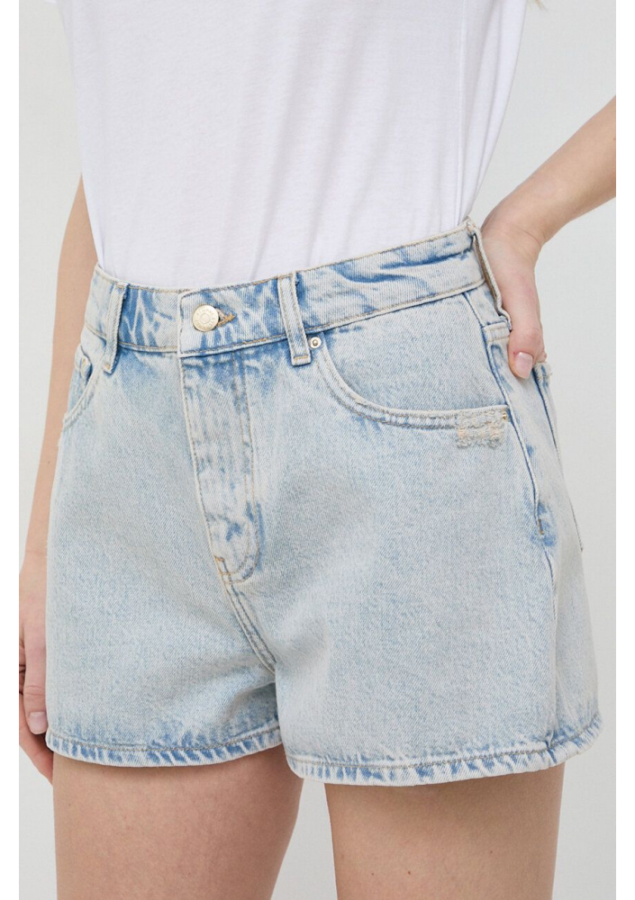 Armani Exchange szorty jeansowe damskie kolor niebieski gładkie high waist 3DYJ78 Y16JZ