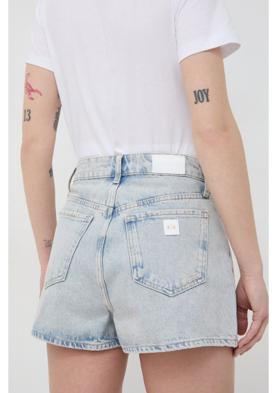 Armani Exchange szorty jeansowe damskie kolor niebieski gładkie high waist 3DYJ78 Y16JZ