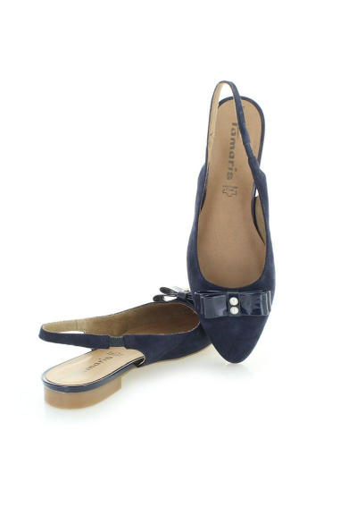 Tamaris Ciemnoniebieskie skórzane balerinki 29410