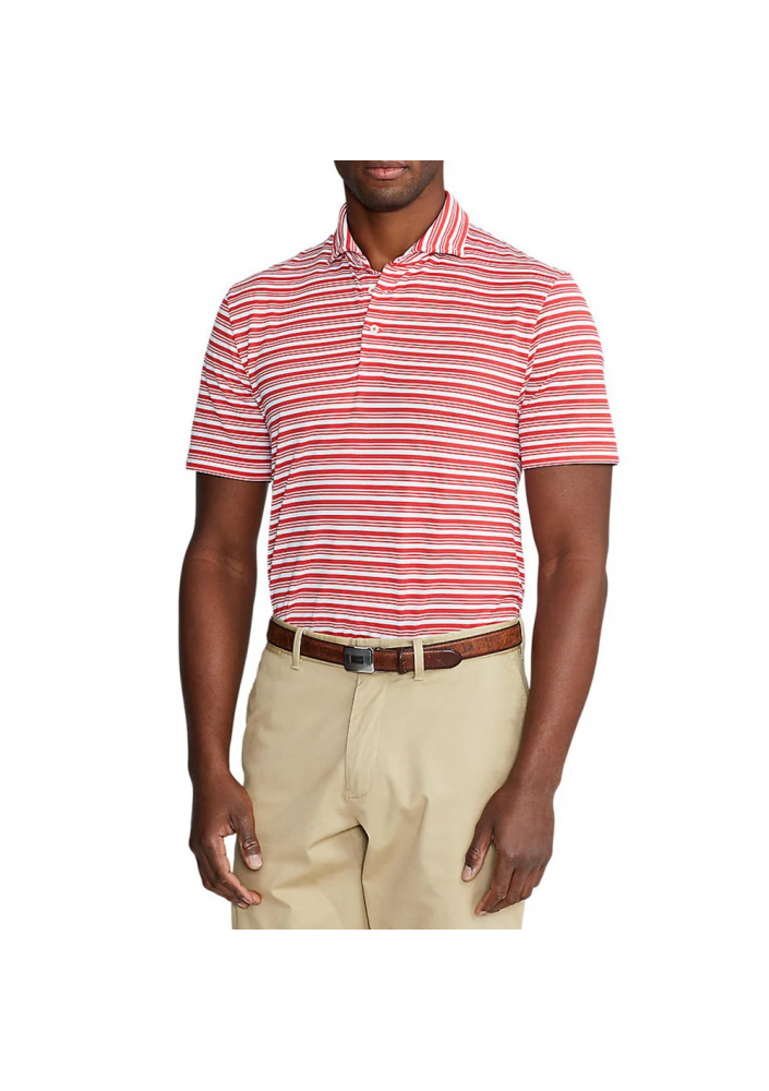 Ralph Lauren Koszulka Polo Golf Tour Pique Stripe - Starboard Red/White