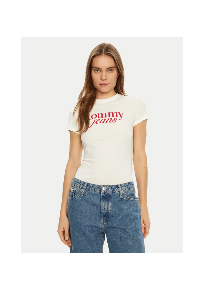 Tommy Jeans T-Shirt DW0DW19447 Biały Slim Fit
