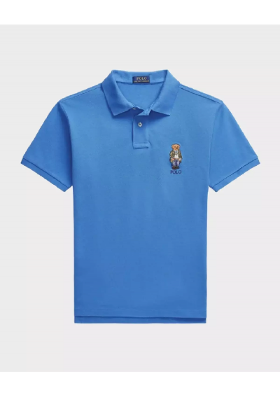 POLO RALPH LAUREN Niebieski t-shirt polo z misiem