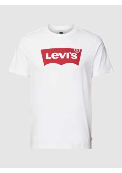 Levi's T-shirt z bawełny z nadrukiem z logo - biały