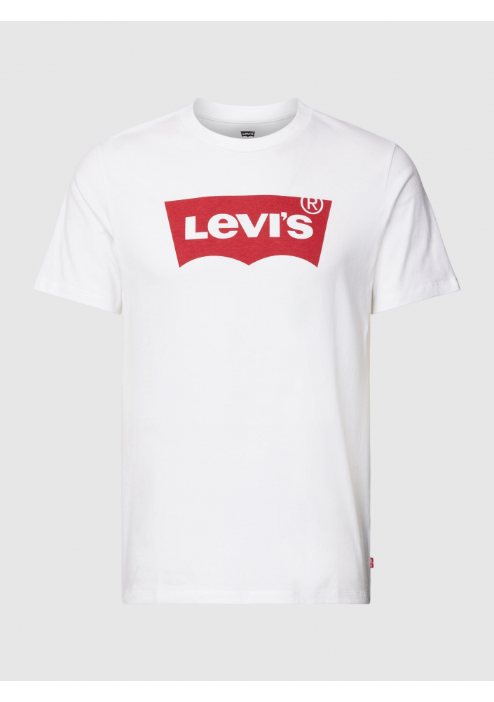 Levi's T-shirt z bawełny z nadrukiem z logo - biały