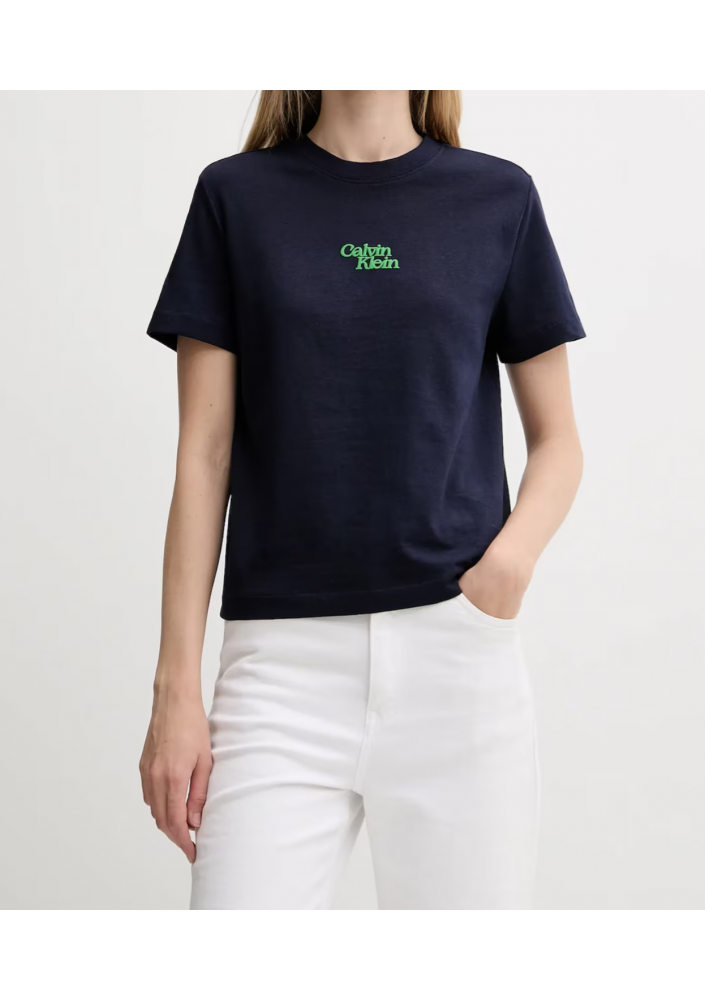 Calvin Klein Jeans t-shirt bawełniany damski kolor granatowy LV047B851G