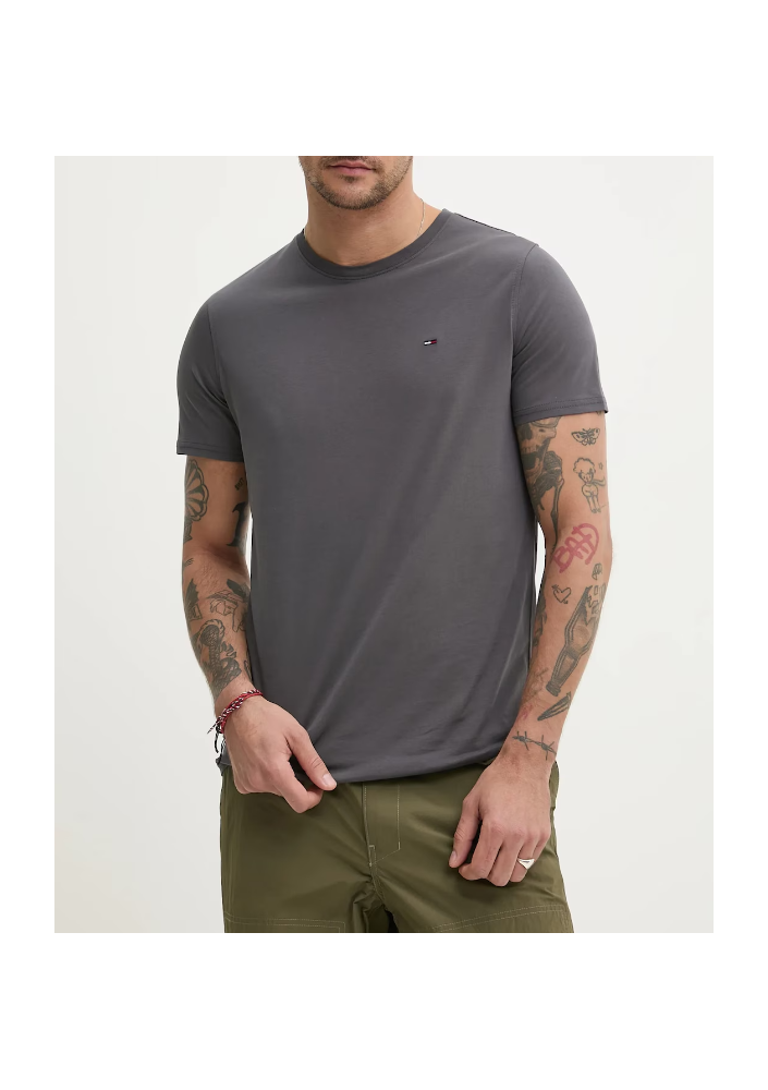 Tommy Jeans t-shirt bawełniany męski kolor szary gładki DM0DM04411