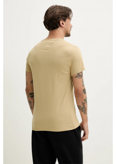 Tommy Jeans t-shirt bawełniany męski kolor beżowy gładki DM0DM04411