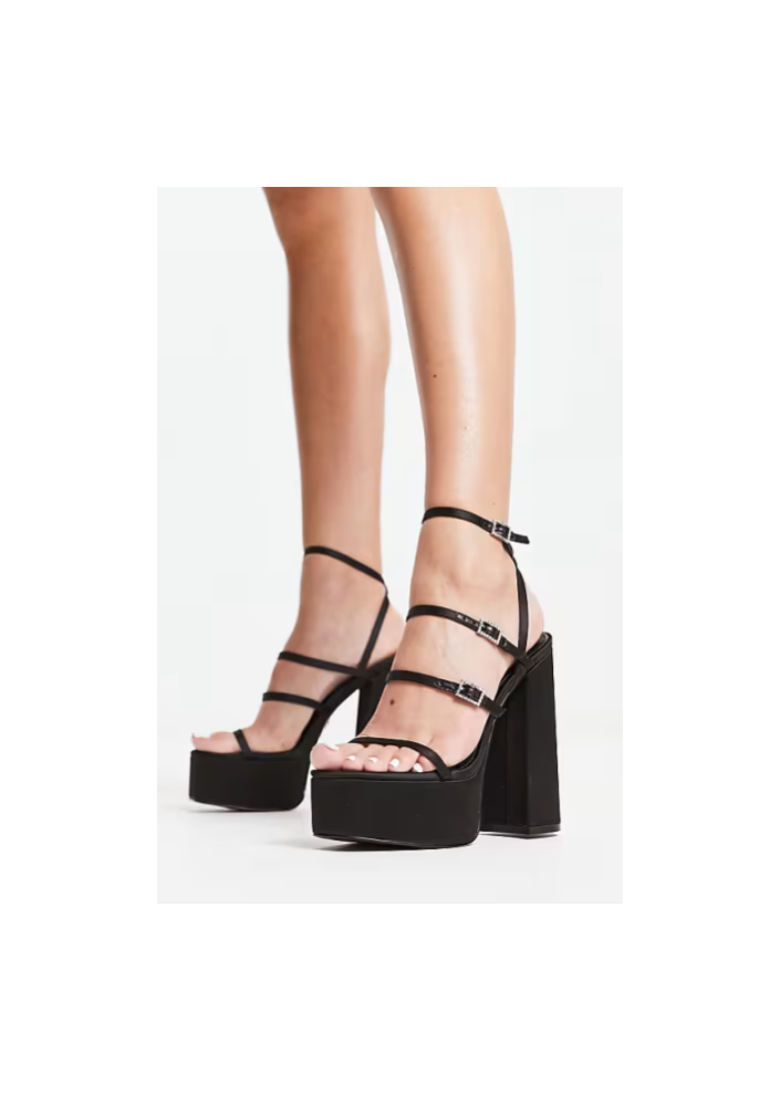 Steve Madden Elavator Sandały na platformie w kolorze czarnym satynowym