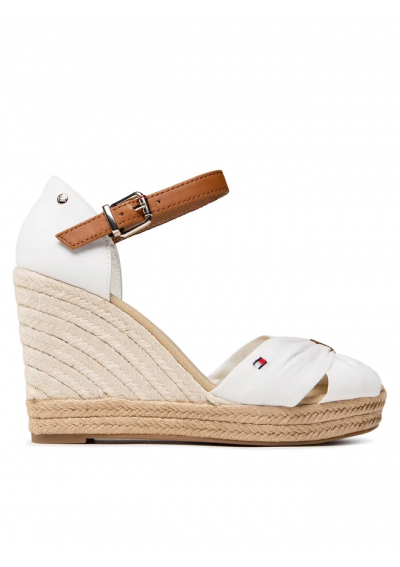 Tommy Hilfiger Espadryle Basic Opened Toe High Wedge FW0FW04784 Biały