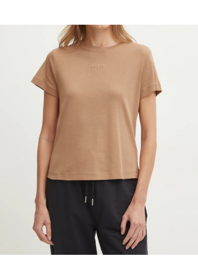 Guess t-shirt bawełniany GELSEY damski kolor brązowy V5RI14 KCOI1