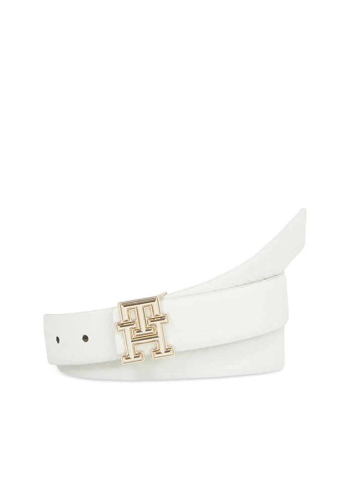 Tommy Hilfiger Pasek Damski Th Logo Bombe Rev 3.0 AW0AW16019 Biały