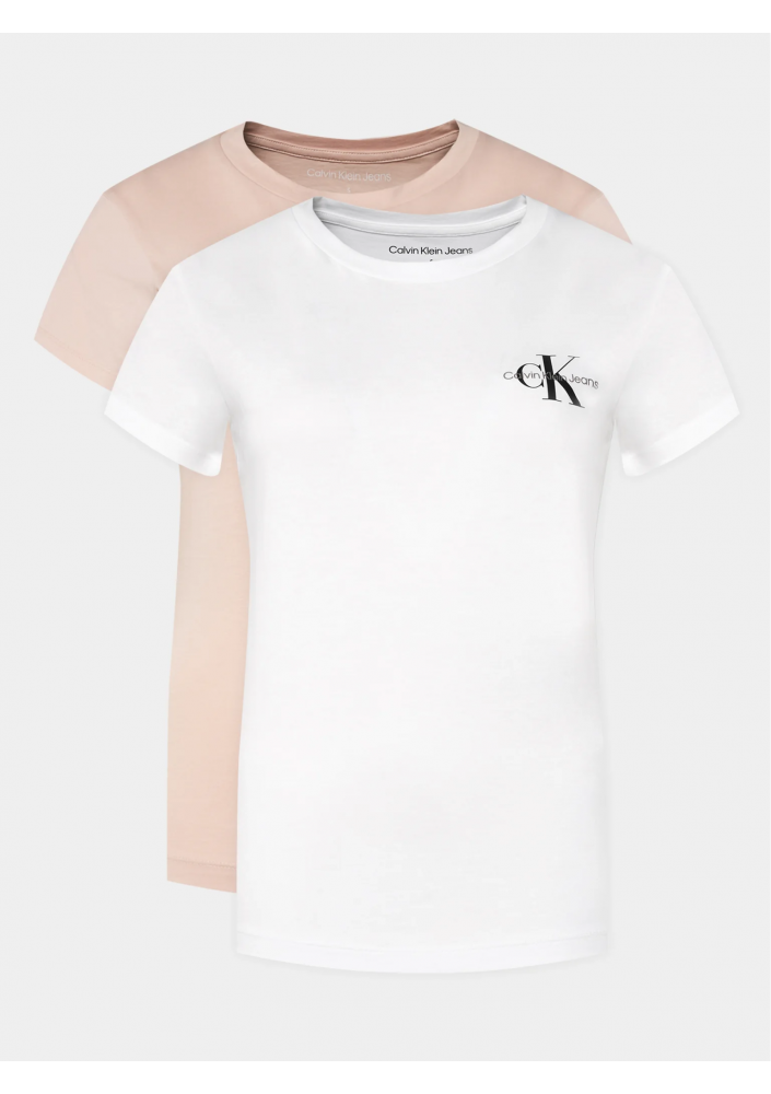 Calvin Klein Zestaw 2 koszulek J20J219734 Różowy Slim Fit