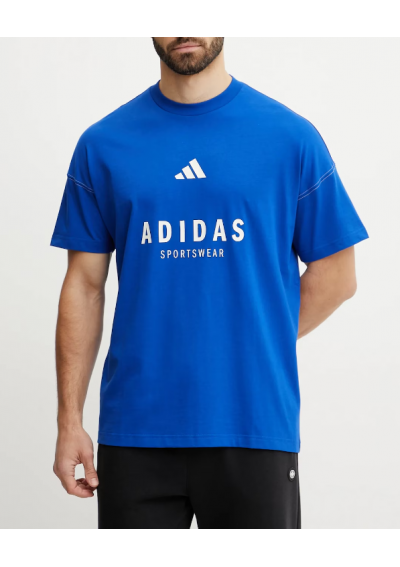adidas t-shirt bawełniany ALL SZN Graphic męski kolor niebieski z nadrukiem JJ3661