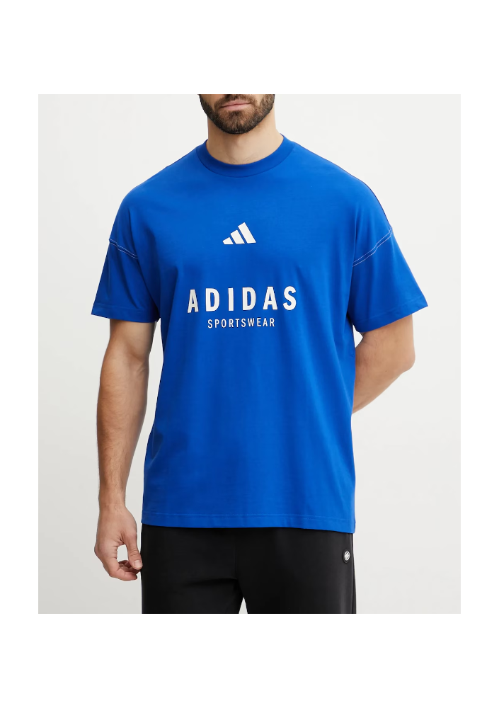 adidas t-shirt bawełniany ALL SZN Graphic męski kolor niebieski z nadrukiem JJ3661