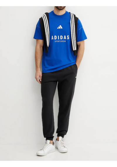 adidas t-shirt bawełniany ALL SZN Graphic męski kolor niebieski z nadrukiem JJ3661