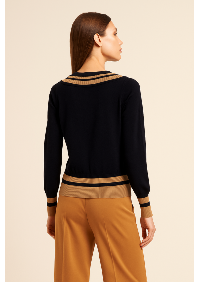 Luisa Spagnoli Sweter Micellare 576819 Czarny Regular Fit