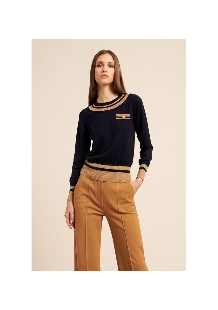 Luisa Spagnoli Sweter Micellare 576819 Czarny Regular Fit