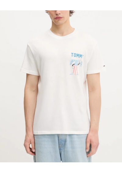 Tommy Jeans t-shirt bawełniany męski kolor biały wzorzysty DM0DM21914